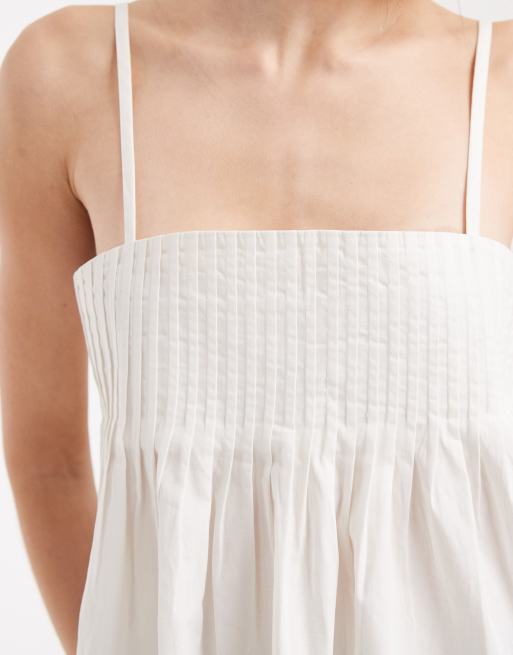 ASOS DESIGN – Biały top na ramiączkach z zakładkami, 2 z 4