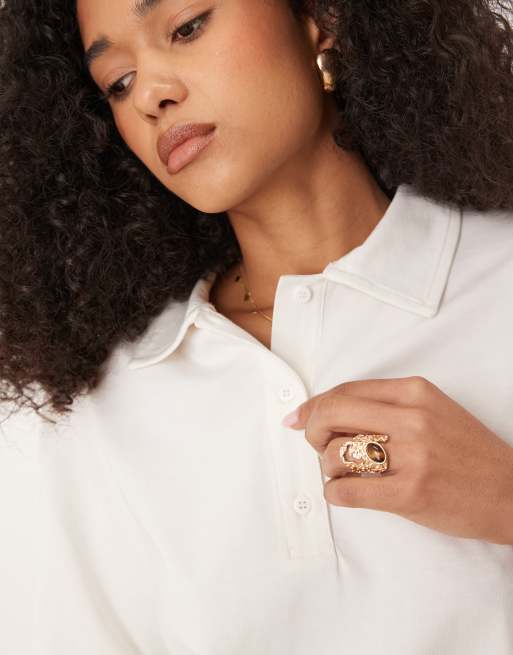 ASOS DESIGN – Biały top o pudełkowym kroju oversize z poduszkami na ramionach, 3 z 4