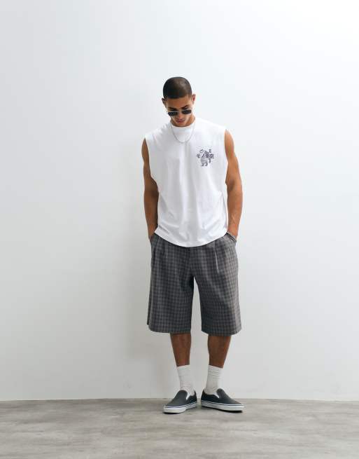 ASOS DESIGN – Biały top oversize bez rękawów z grafiką tekstową, 4 z 5