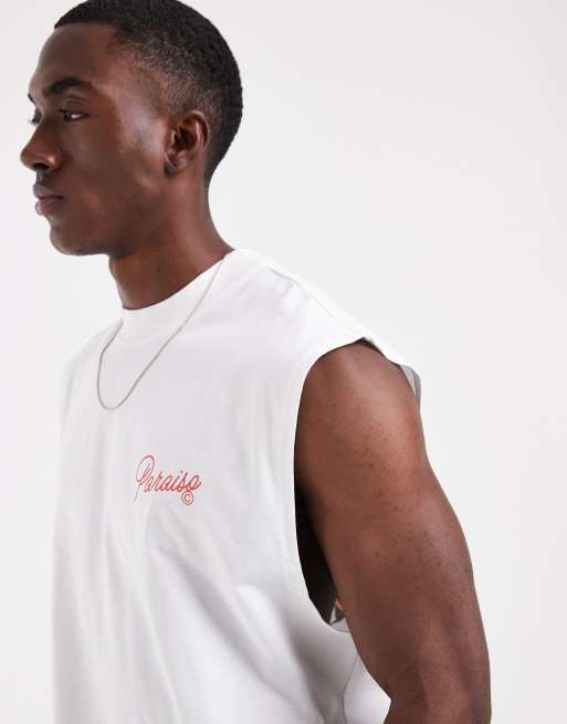 ASOS DESIGN – Biały top oversize bez rękawów z grafiką z liści, 3 z 5