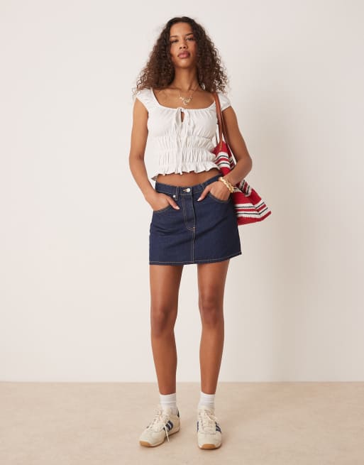 ASOS DESIGN – Biały top w stylu milkmaid z krótkimi rękawami, 2 z 4
