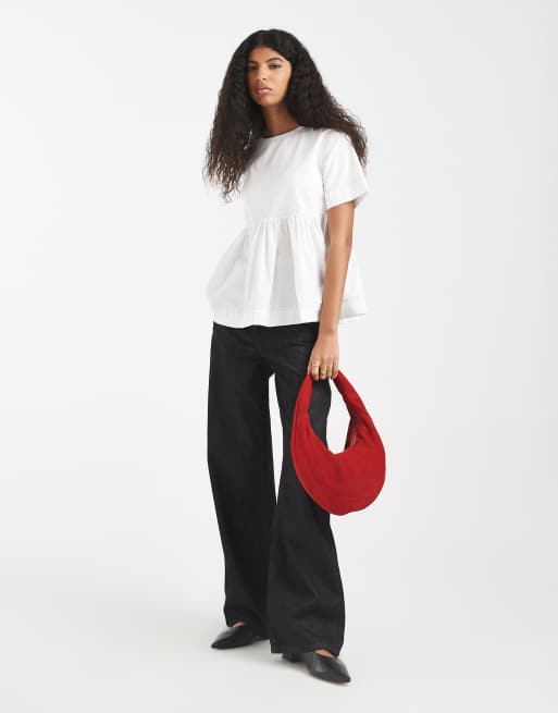 ASOS DESIGN – Biały top z baskinką i kontrastowymi szwami, 2 z 4