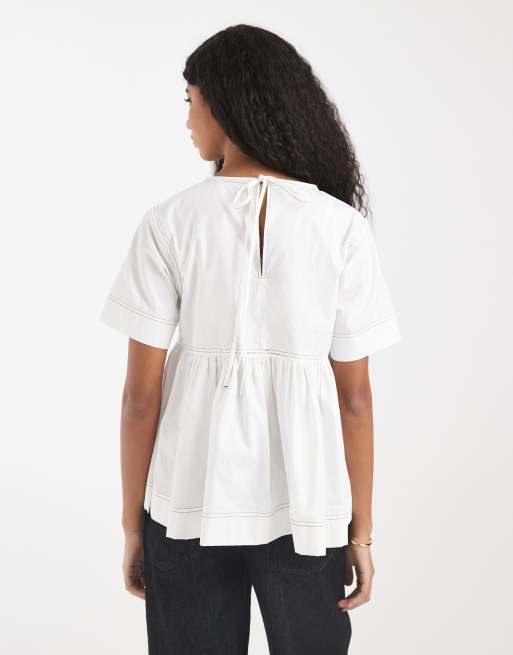 ASOS DESIGN – Biały top z baskinką i kontrastowymi szwami, 4 z 4