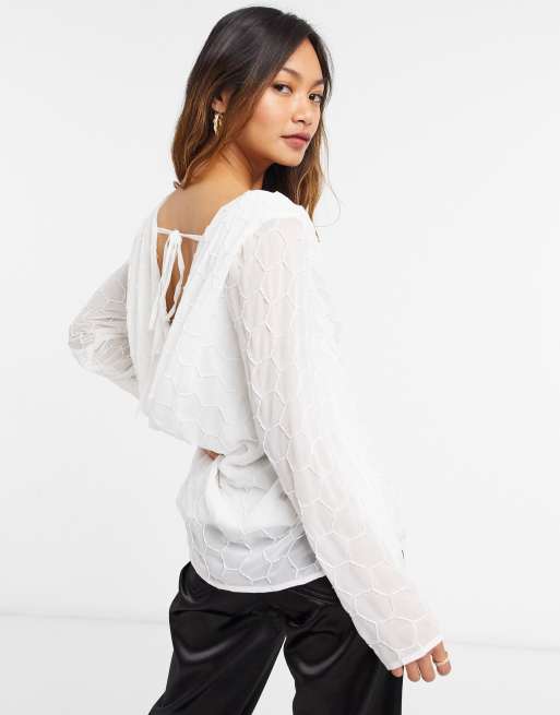 ASOS DESIGN – Biały top z drapowanym dekoltem, 2 z 4