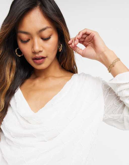 ASOS DESIGN – Biały top z drapowanym dekoltem, 3 z 4