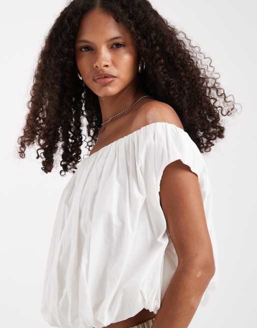 ASOS DESIGN – Biały top z odkrytymi ramionami i dołem typu bombka, 3 z 4