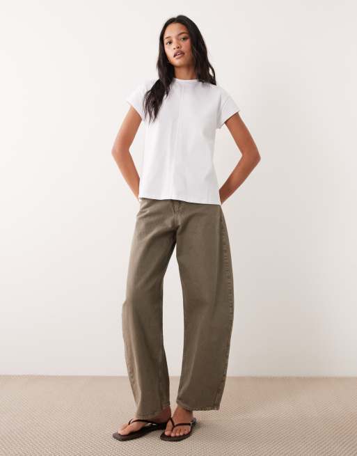 ASOS DESIGN – Biały, układający się top z krótkimi rękawkami i ozdobnym szwem, 2 z 4