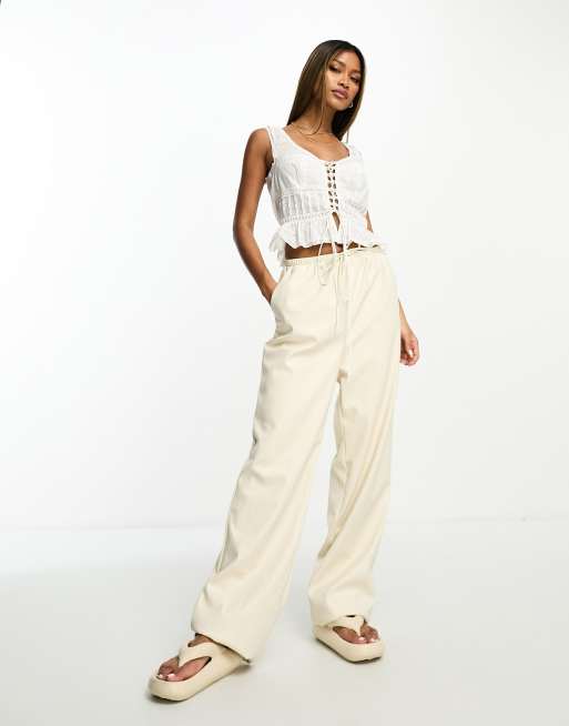 ASOS DESIGN – Biały wiązany top bez rękawów w sielskim stylu, 4 z 4