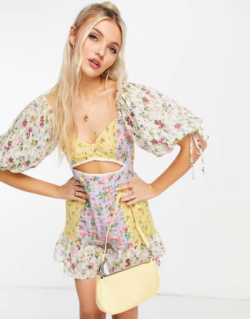 ASOS DESIGN big sleeve romper in mixed ditsy print | ASOS