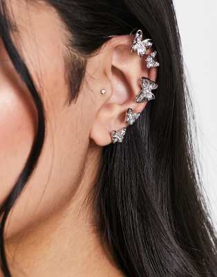 ASOS DESIGN - Bijou d'oreille ajustable à motif papillon - Argenté | ASOS