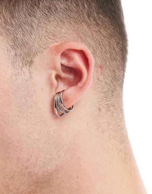 ASOS DESIGN - Bijou d'oreille multi-rangs - Argenté