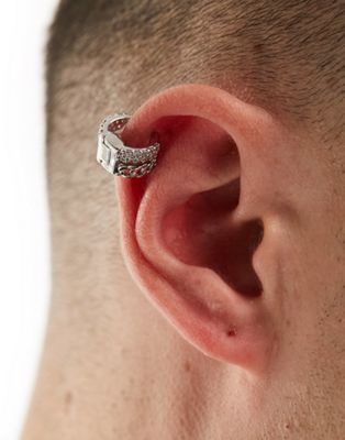 ASOS DESIGN sparkle ear cuff in silver tone - ASOS Price Checker