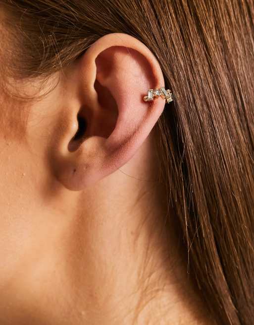ASOS DESIGN - Bijou d'oreille style baguette avec cristaux - Doré, 3 de 4