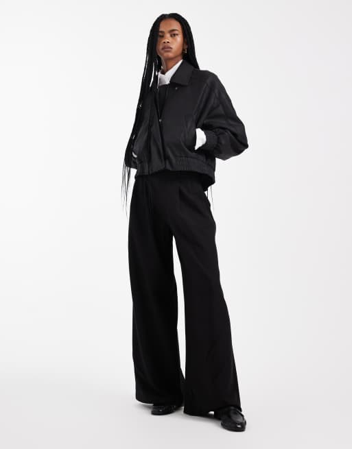 ASOS DESIGN - Biker-bomberjack met leerlook in zwart, 4 van 4