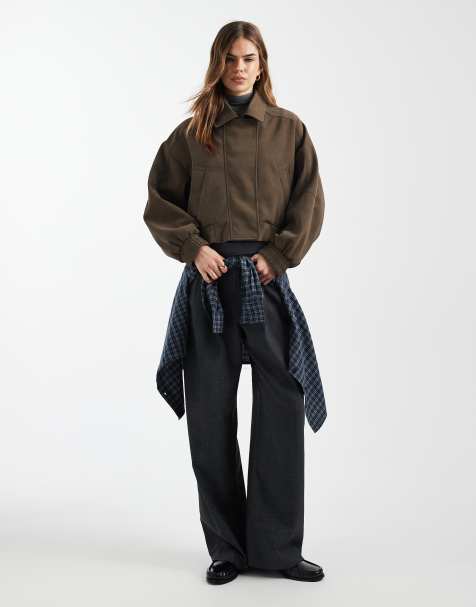 ASOS DESIGN – Biker-Bomberjacke aus Kunstleder in Mokkabraun - view 1