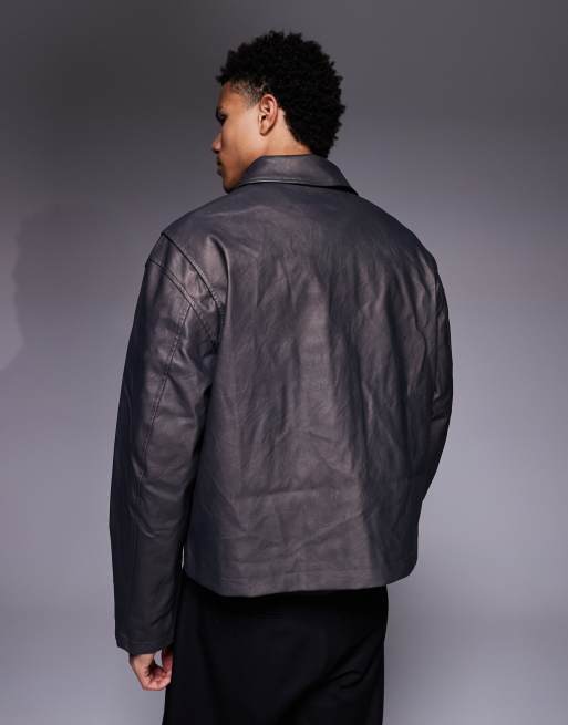 ASOS DESIGN - Bikerjack van imitatieleer in bruin, 3 van 5