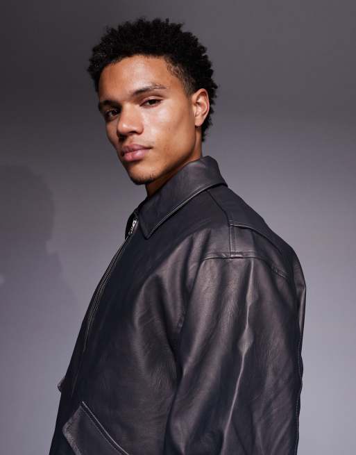 ASOS DESIGN - Bikerjack van imitatieleer in bruin, 4 van 5