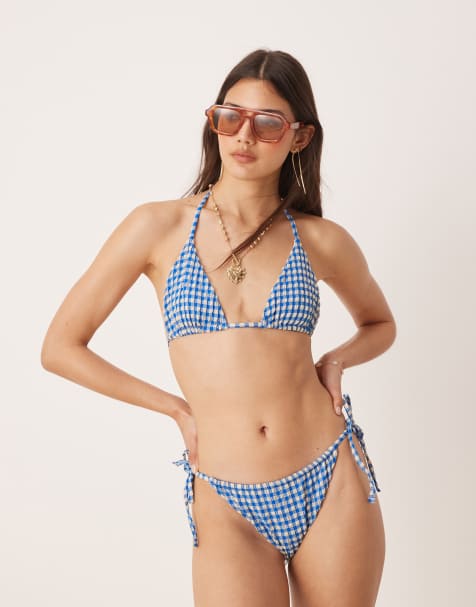 ASOS DESIGN - Bikini en crépon - Vichy bleu - view 1