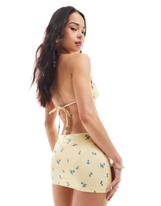 ASOS DESIGN bikini skirt in buttermilk ditsy - part of a set, 2 of 4
