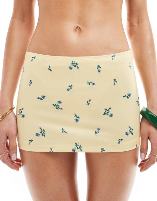 ASOS DESIGN bikini skirt in buttermilk ditsy - part of a set, 3 of 4