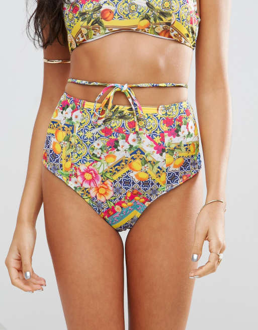 ASOS - Bikini met topje met verborgen beugel en Cubaanse tegelprint, 2 van 3
