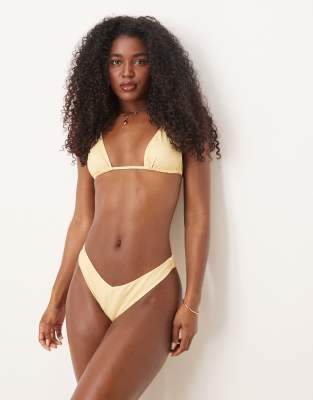 ASOS DESIGN - Bikinihose in Buttermilchgelb mit V-Bund