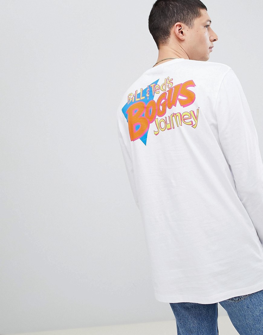 ASOS DESIGN – Bill & Ted – Avslappnad långärmad t-shirt-Vit