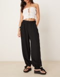 [ASOS DESIGN] ASOS DESIGN billow pants in soft texture in black XS Black