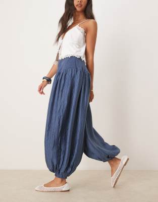 Asos Design Billow Pants In Blue