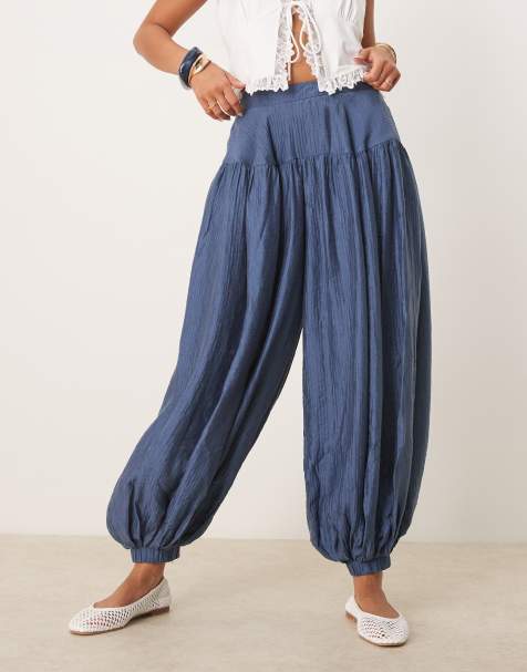 ASOS DESIGN billow trousers in washed navy  - view 1