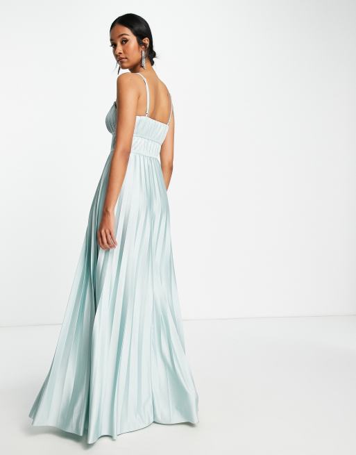 Pleated satin hotsell maxi dress