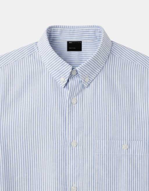 ASOS DESIGN - Blå afslappet Oxford-skjorte med striber, 8 af 9