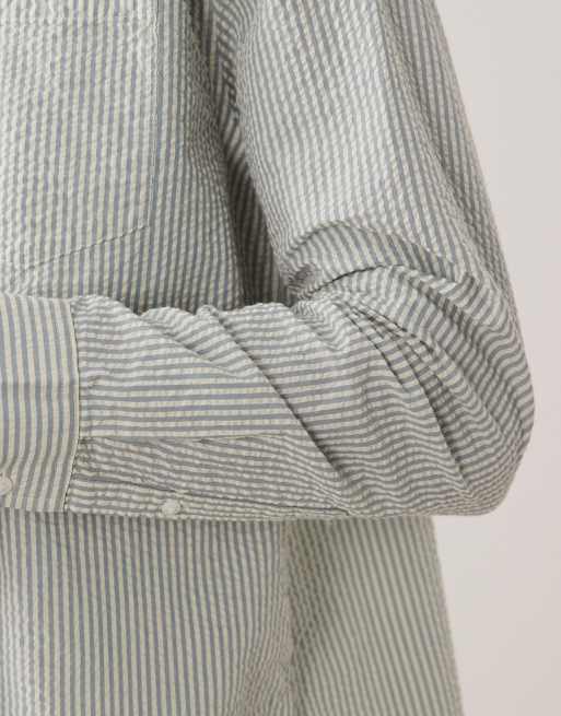 ASOS DESIGN - Blå afslappet skjorte i seersucker med striber, 6 af 6