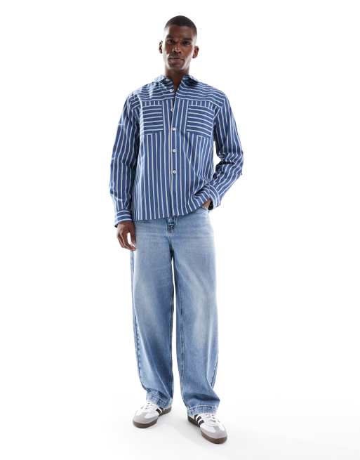 ASOS DESIGN - Blå afslappet skjorte med striber, 4 af 5
