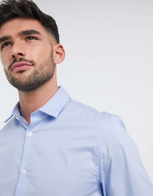 ASOS DESIGN – Blå arbetsskjorta med stretch och smal passform, 4 av 4