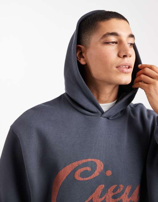 ASOS DESIGN – Blå, avslappnad huvtröja med krackelerat tryck, 5 av 5