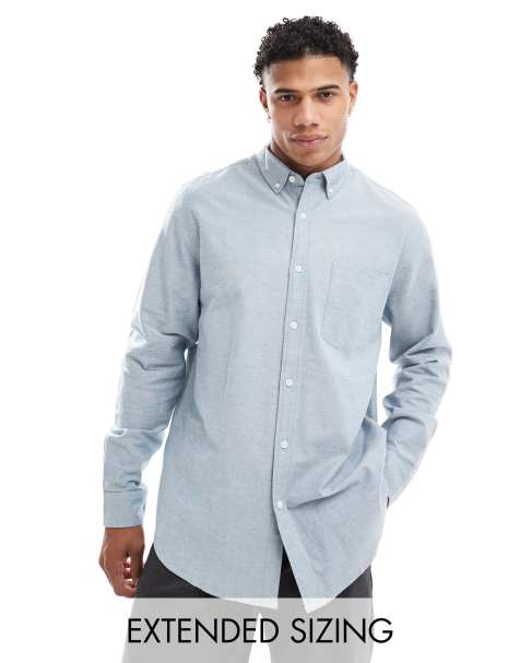 ASOS DESIGN – Blå, avslappnad oxfordskjorta - view 1