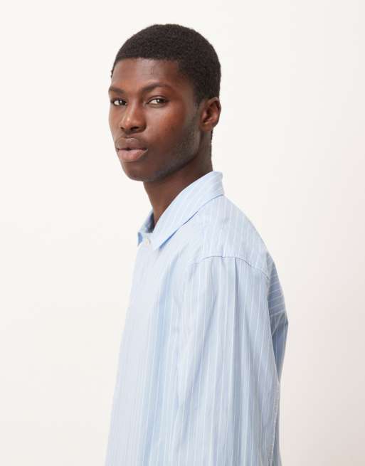 ASOS DESIGN – Blå, avslappnad skjorta med fickor och randigt mönster, 4 av 5