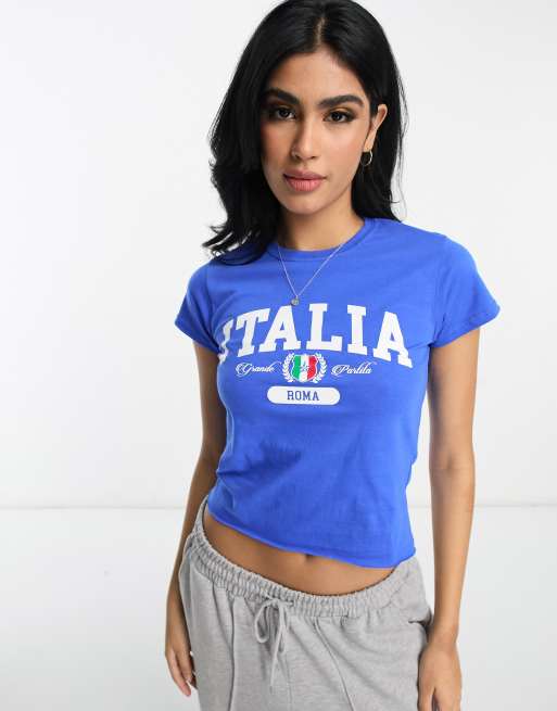 ASOS DESIGN - Blå baby-T-shirt med 'Italia'-grafik, 2 af 4