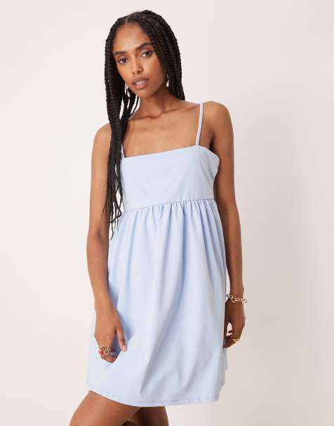ASOS DESIGN - Blå babydoll-minikjole med cami-stropper - view 1
