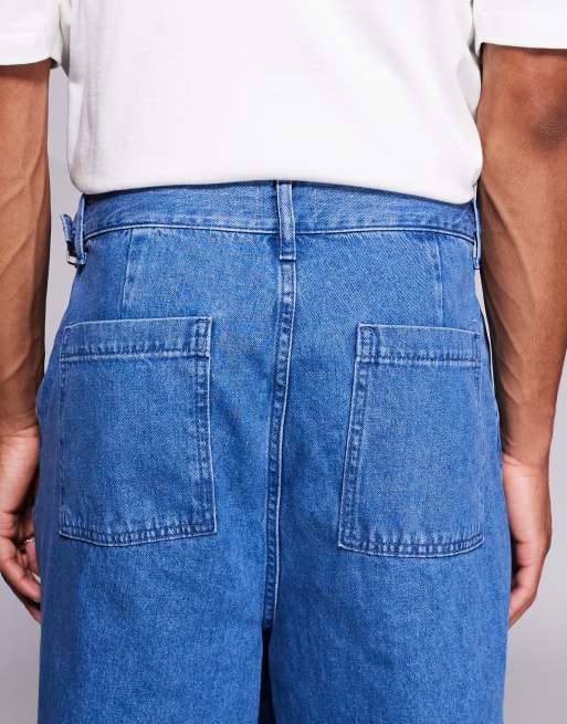 ASOS DESIGN – Blå baggy jeans i oversize med sidoskärp och mellanljus tvätt, 4 av 5