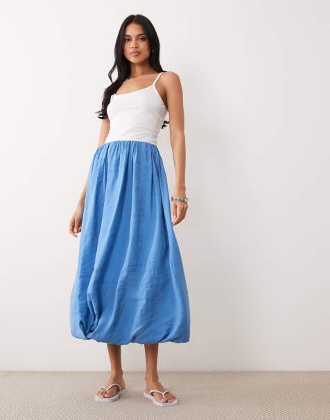 ASOS DESIGN - Blå ballonnederdel med drapering - view 1
