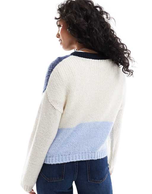 ASOS DESIGN – Blå, blockfärgad, stickad kofta med rund halsringning, 4 av 4