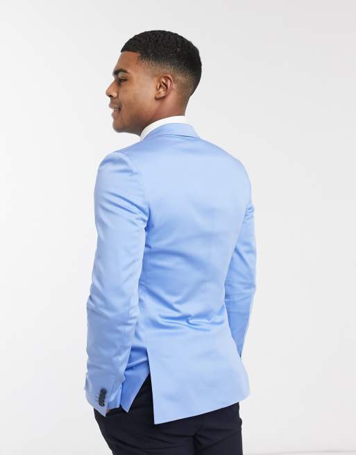 ASOS DESIGN - Blå bomuldsblazer med super skinny fit, 2 af 4