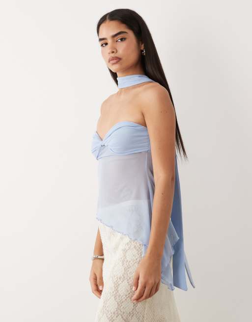 ASOS DESIGN - Blå cami-top med tørklædedetalje, 3 af 4