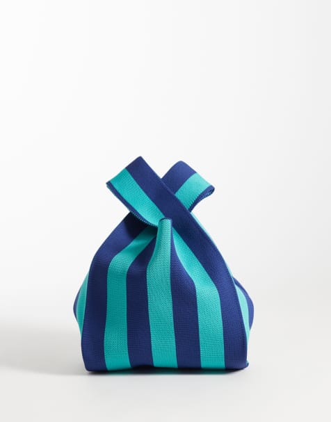 ASOS DESIGN - Blå clutch-taske med gennemgående løkke og striber - view 1