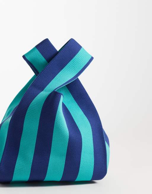 ASOS DESIGN - Blå clutch-taske med gennemgående løkke og striber, 4 af 4