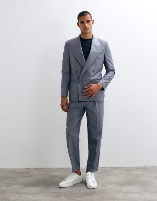 ASOS DESIGN – Blå, dubbelknäppt kavaj i regular fit, del av kostym, 2 av 5