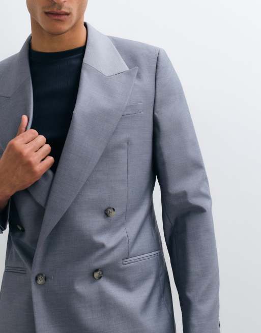 ASOS DESIGN – Blå, dubbelknäppt kavaj i regular fit, del av kostym, 3 av 5
