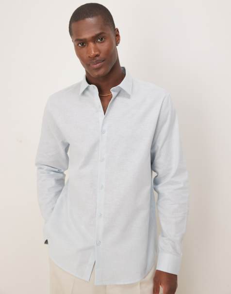 ASOS DESIGN - Blå elegant hørskjorte i regular fit - view 1